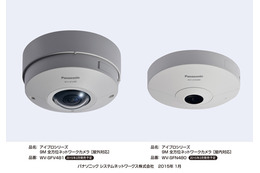 2月に発売された9メガピクセルの全方位ネットワークカメラ2機種。左が屋外タイプのWV-SFV481、右が屋内タイプのWV-SFN480（画像は同社リリースより）