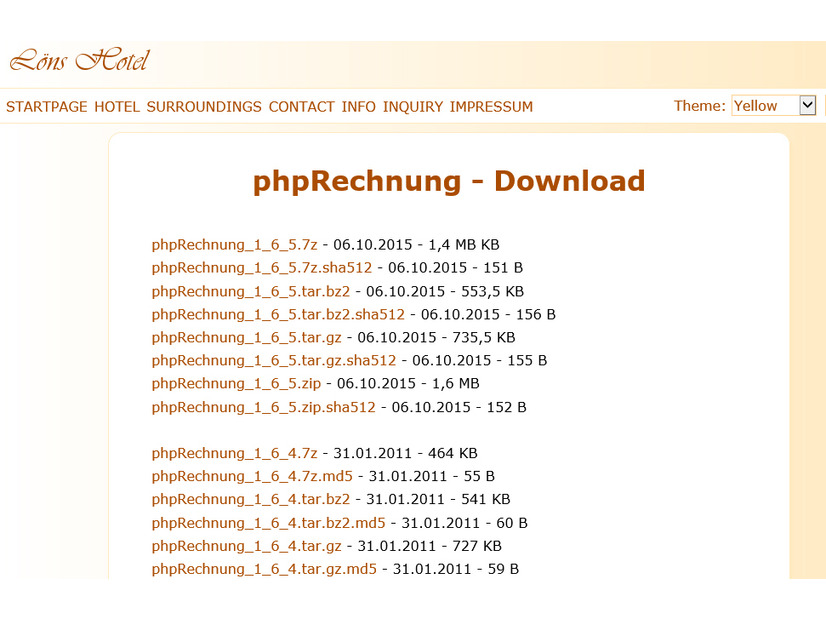 「phpRechnung」のダウンロードサイト