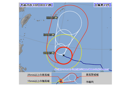 台風19号明日からの予想進路（気象庁ホームページより）