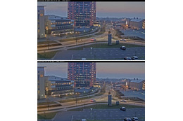 写真上がZipstreamテクノロジーを使った画像（1433kbit/s）、写真下が通常のビデオストリーム（2881kbit/s）（画像はプレスリリースより）