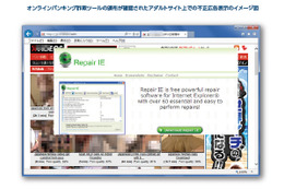 オンラインバンキング詐欺ツールの頒布が確認されたアダルトサイト上での不正広告表示のイメージ図