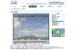 桜島（牛根）とは反対側の対岸・桜島（東郡元）に設置された火山カメラの15時19分の画像（画像は公式Webサイトより）