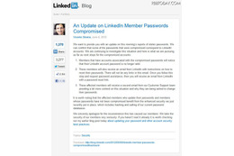 650万件ものパスワードが漏洩、ユーザーはパスワードリセットを(米LinkedIn) 画像
