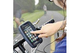 自転車のハンドルにスマートフォンを固定できる防水ケースを販売開始(エバーグリーン) 画像