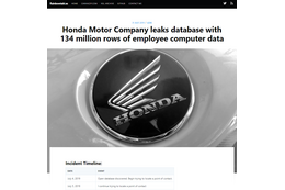 Elasticsearch データベースのセキュリティ対策不備による日本の製造業の情報流出事故報告記事 ( https://rainbowtabl.es/2019/07/31/honda-motor-company-leak/ )