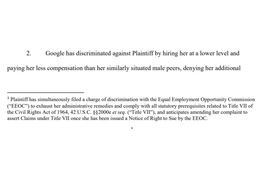 Google の性差別を訴える訴状（一部）