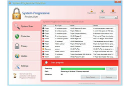 新たな偽ウイルス対策ソフト「System Progressive Protection」の画面