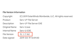 図4：SolarWinds Serv-Uのバージョン情報