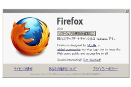 Firefox 20の「Firefoxについて」画面
