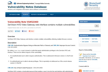 「HVG Video Gateway」に複数の脆弱性、アップデートでも1点は修正されず（JVN） 画像