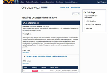 WordPress 用プラグイン「The Drag and Drop Multiple File Upload for WooCommerce plugin for WordPress」に認証不要でリモートコード実行につながる任意ファイルアップロードの脆弱性 画像