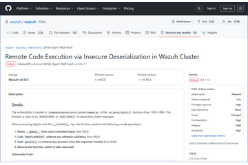 Wazuh における遠隔からの任意のコード実行が可能となるシリアライズデータの検証不備（Scan Tech Report） 画像