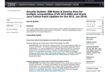 「IBM Notes」および「IBM Domino」に攻撃されやすくなる問題（JVN） 画像