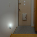 「感震ライト」の設置イメージ。例えば玄関の近くに設置しておけば、出口を示す誘導灯として使える（画像は公式Webサイトより）