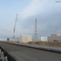 免震重要棟裏より1号機原子炉建屋を臨む（1月9日撮影）