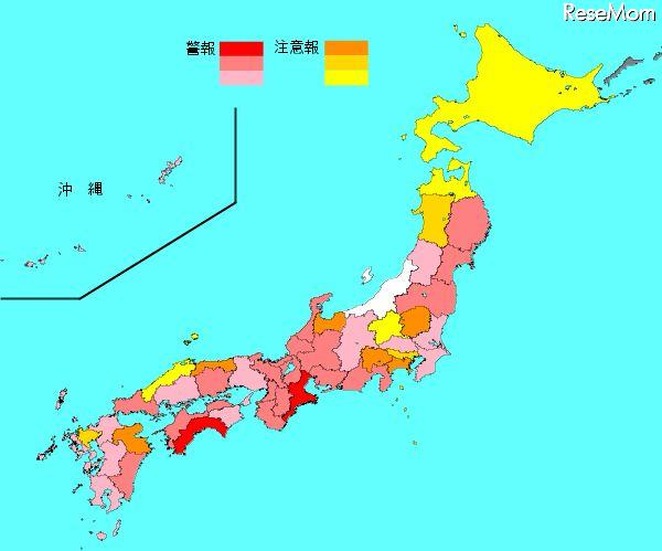 感染症情報センター、インフルエンザ流行レベルマップ