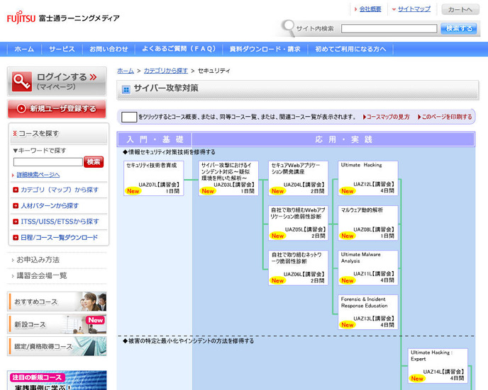 富士通ラーニングメディアが提供するサイバー攻撃対策研修メニュー