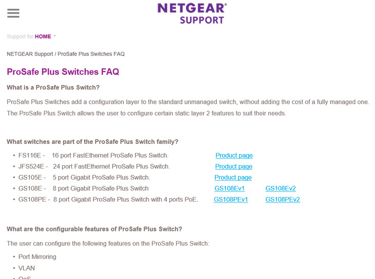 NetgearのFAQページ