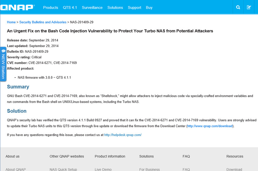 QNAP Systemsによる脆弱性情報