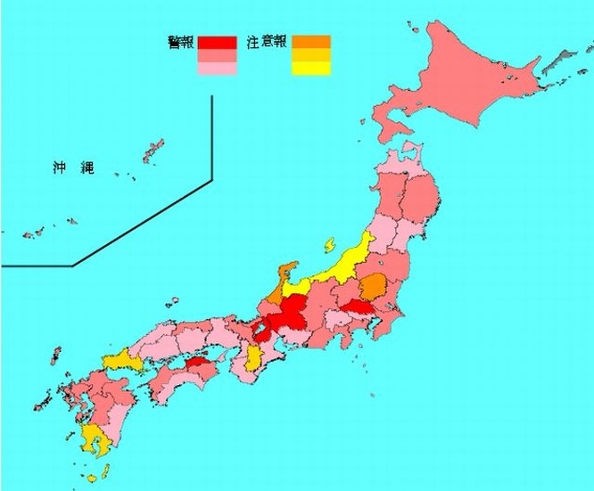 インフルエンザ流行レベルマップ