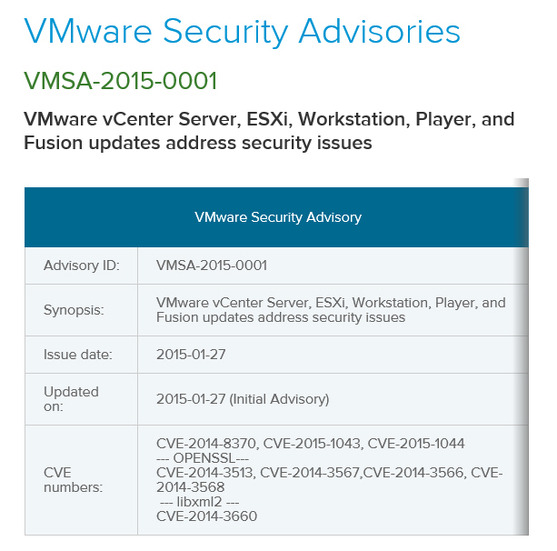 VMwareによるセキュリティアドバイザリ