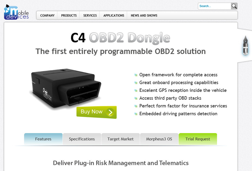 「C4 OBD2 ドングル」の製品サイト