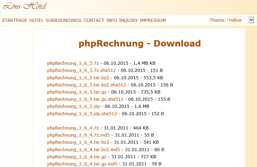 「phpRechnung」のダウンロードサイト