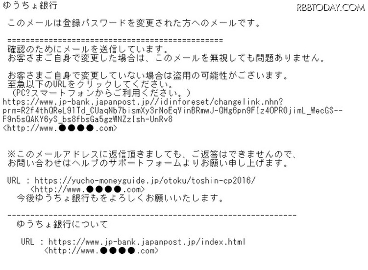 迷惑メールの内容