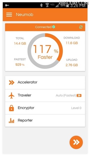 「Neumob」アプリ画面（Android版）