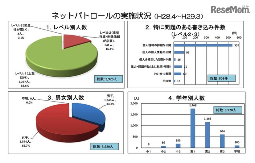 ネットパトロールの実施状況（H28.4～H29.3）