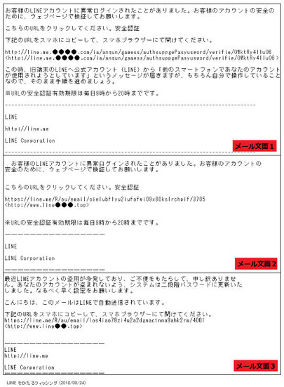 フィッシングメールの文面例