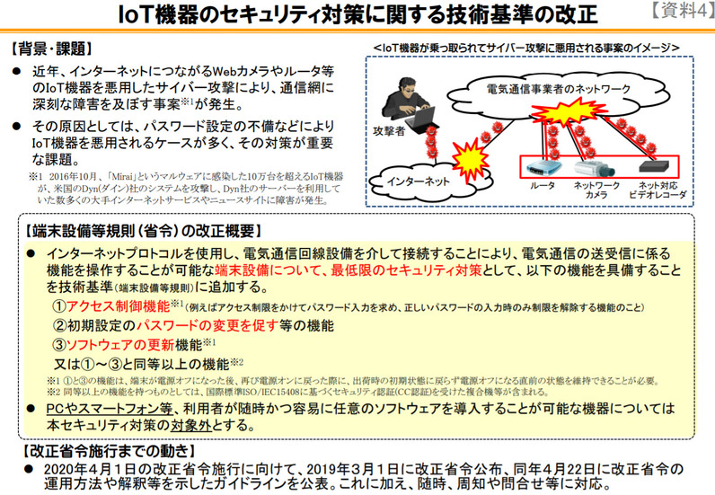 ＩｏＴ機器のセキュリティ対策に関する技術基準の改正