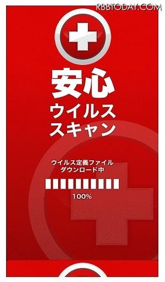 悪質なアプリによる偽のスキャン実行画面