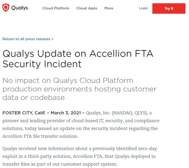 Qualys 社声明