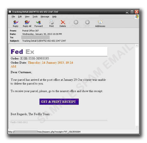 FedEx のスパムメール例