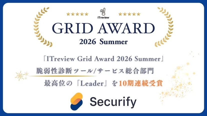 Securify が「ITreview Grid Award 2026 Summer」の脆弱性診断ツール/サービス総合部門で 10 期連続となる Leader を受賞