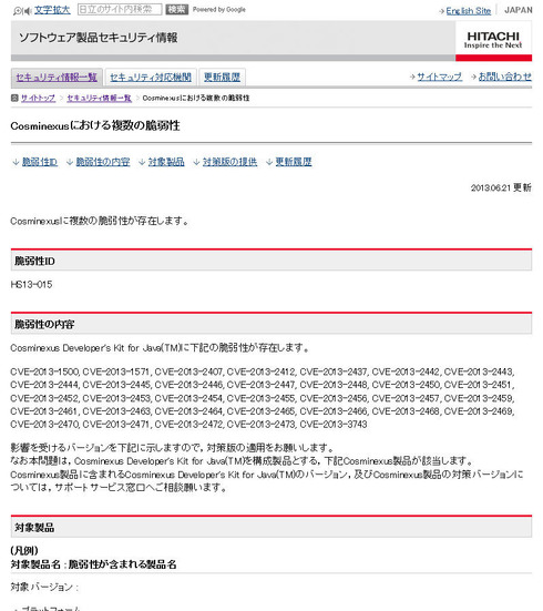 HIRTによる脆弱性情報