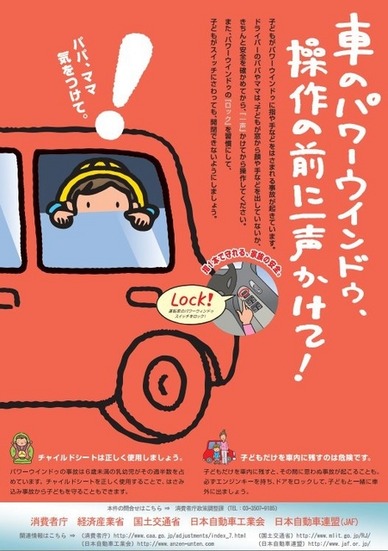 パワーウインドウ事故防止のポスター