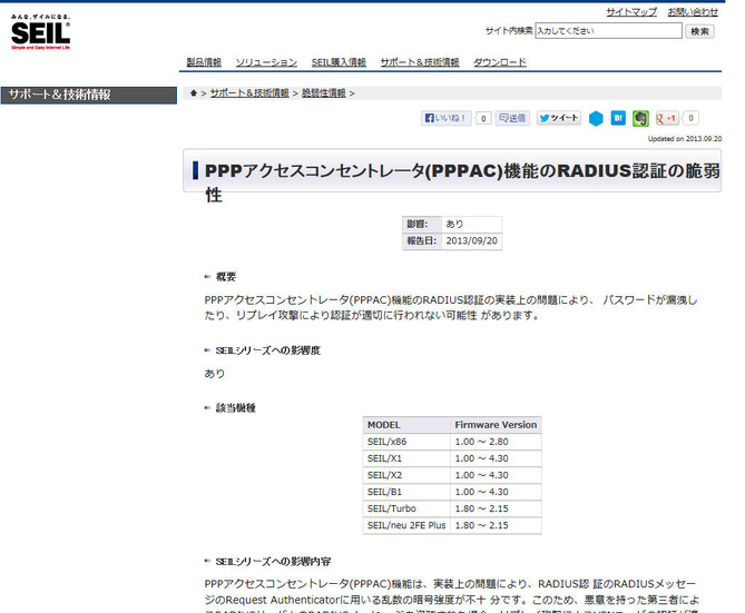 インターネットイニシアティブ の告知ページ