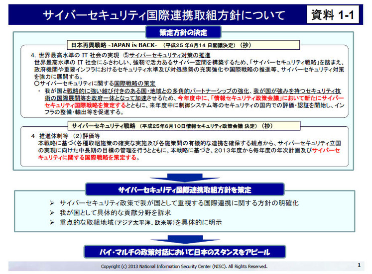 サイバーセキュリティ国際連携取組方針につい