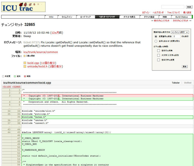 ICUによるアップデート情報