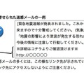 緊急地震速報を装った迷惑メールの一例