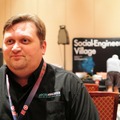 Chris. The soundproof booth (left) and the stage of the moderator (right)
