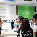 「CISCO Meraki」は展示スペースが広く、シスコのブースでも一際賑わいを見せていた