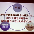 脱水の補正には、水分・塩分・糖分の配合量とバランスがポイント（秋山正子氏の講演資料）