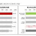 保護者と青少年の正答率と内訳