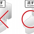 下痢便や吐しゃ物を水洗トイレで流す場合は必ずふたを閉めて流す