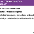 Ryanが考えるIOCと脅威データとインテリジェンスの関係。IOCは構造化された脅威データに過ぎないが、インテリジェンスの活用には質が高い脅威データが必須としている。