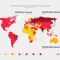 Avastが2017年5月12日～2018年4月1日までにブロックしたWannaCryの攻撃ヒートマップ