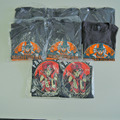 Ｔシャツはメンズ6枚（Ｍ、ＸＬ、XXL）とレディース２枚(S)※全てＵＳサイズで各２枚ずつ